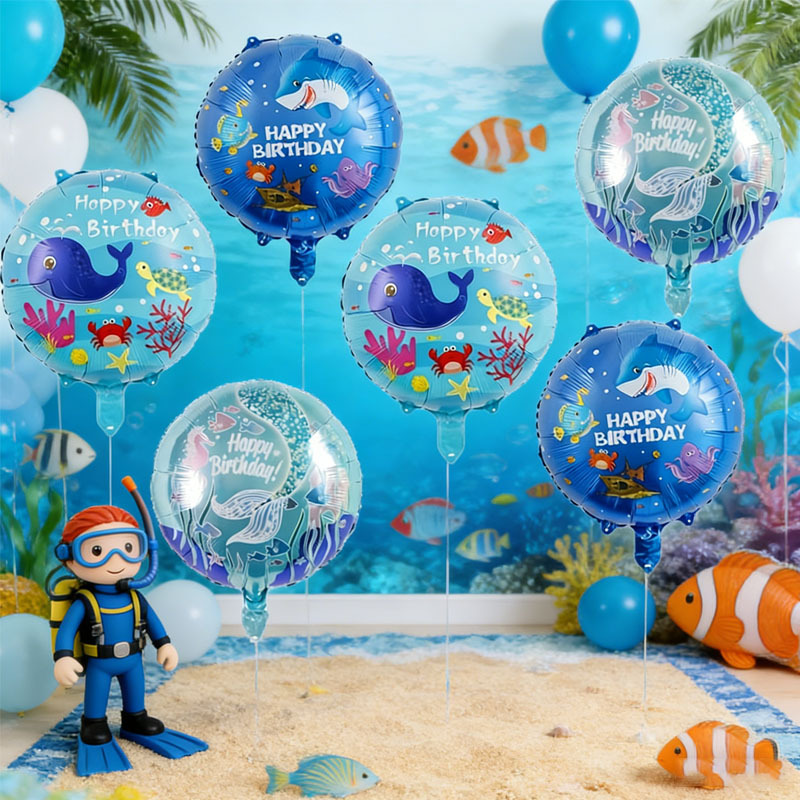 Marine Aquarium Decorations - Zestaw 6 balonów na imprezę o