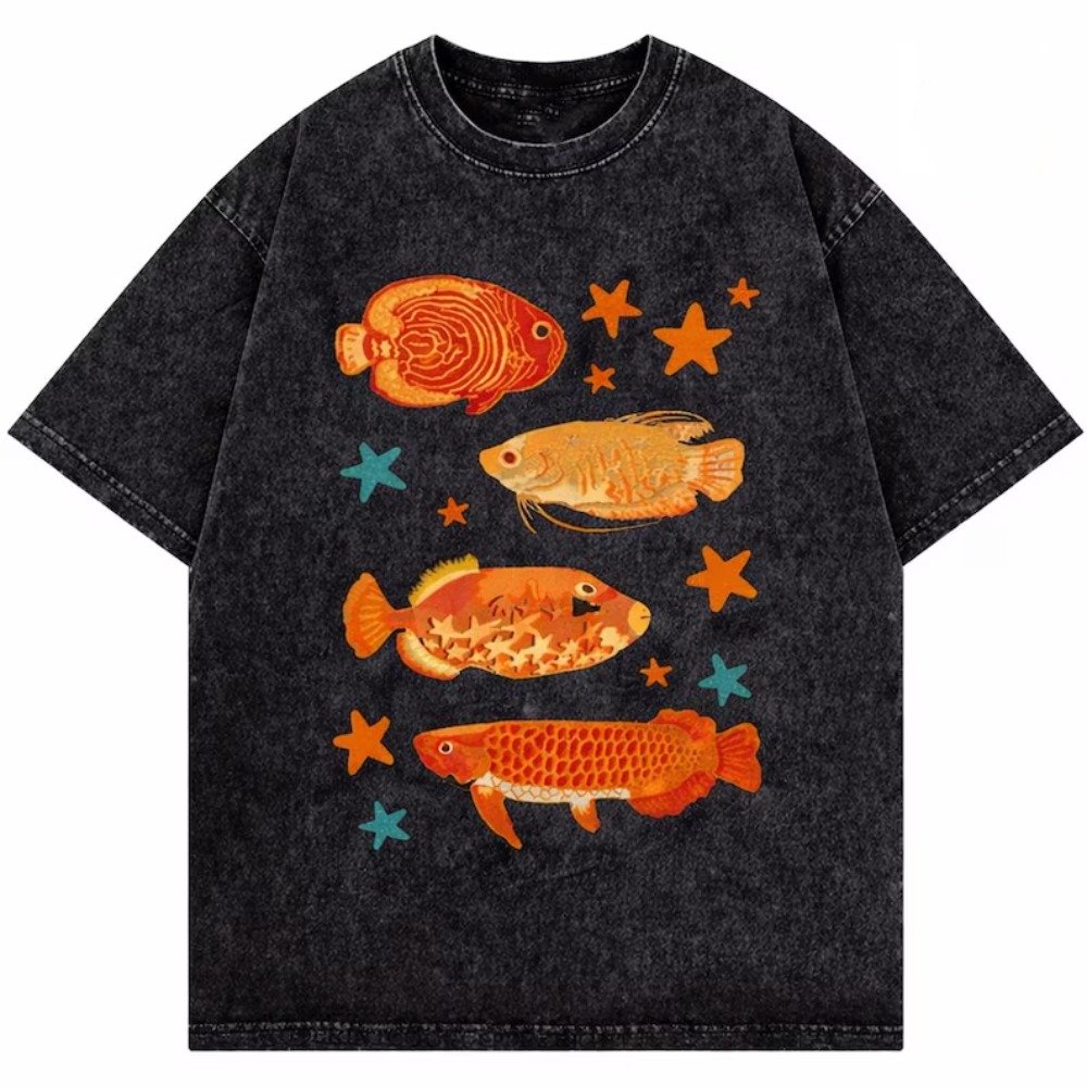 Aquarium Marine Color - Klasyczna koszulka z nadrukiem tropikalnych ryb,